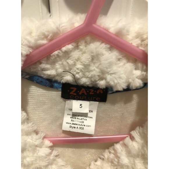 “Zaza Couture” Boutique Girls Sz 5 Crème Appliqué Jacket - Picture 4 of 6